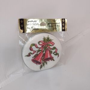 Gibson 12 absorbent coasters Christmas Bells. Vintage